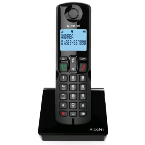 ALCATEL S280 SOLO CORDLESS DECT CON VIVAVOCE 3 TASTI CHIAMATA RAPIDA BLACK